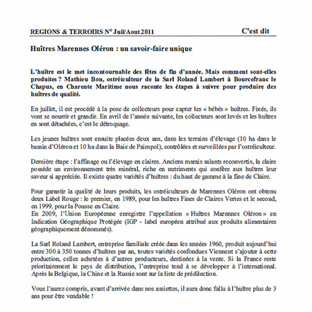 presse article régions et terroirs